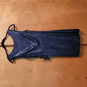 Lulus Blue Drape Back Sequin Dress